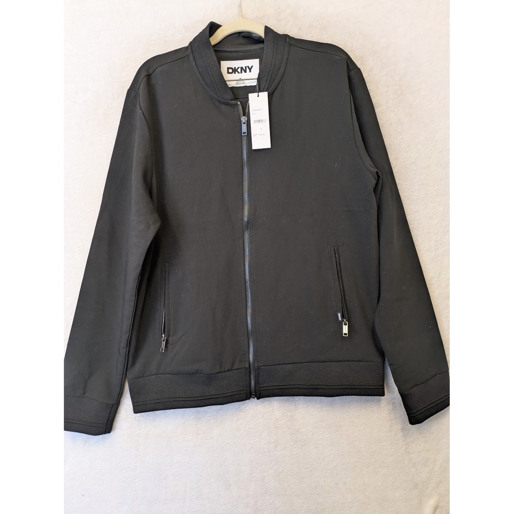 DKNY Mens Black‎ Full Zip Bomber Jacket DK35JK2370 Size Medium NWT